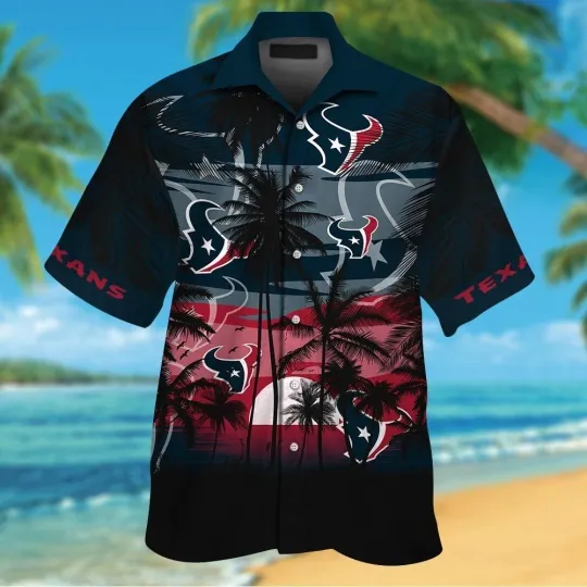 Discover Houston Football Short Sleeve Button Up Tropical Shirt Hawaiian Shirt