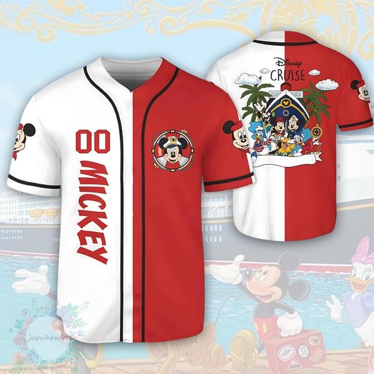 Discover Personalized Disney Cruise Line 2026 Baseball Jersey,Mickey & Friends Cruise Trip Jersey,Let's Cruise,Disney Wish Dream Magic Wonder Fantasy