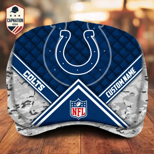 Discover Indianapolis-Colts Jeff Cap football Jeff Cap Newsboy Cap Driving Cap Flat Cap