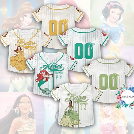 Discover Custom Disney Princess Baseball Jersey, Custom Name Disney Game Day Kid Adult Jersey, Gift For Baseball Fan, Disney Princess Matching Gift