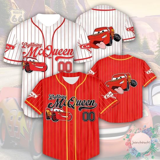 Discover Custom Cars Baseball Jersey Team, Personalized Disney Baseball Team Outfit, Cars Land Shirt, Custom Disney Cars Lightning McQueen Baseball.