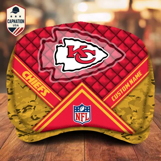 Kansas-City-Chiefs Jeff Cap football Jeff Cap Newsboy Cap Driving Cap Flat Cap