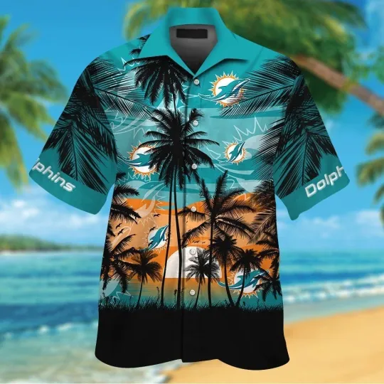 Discover Miami Football Short Sleeve Button Up Tropical Shirt Hawaiian Shirt