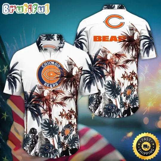 Discover Chicago Football Hawaiian Shirt Palm Tree Aloha Shirt For Fans