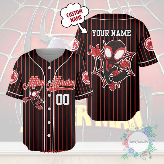 Discover Marvel Avengers Miles Morales Spider-Man No Way Home Baseball Jersey, Magic Kingdom Disneyland Family Vacation Jersey