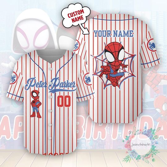 Discover Custom Spider Birthday Boy Jersey Personalized Birthday Jersey Matching Superhero Spidey Birthday Shirt Kids Birthday