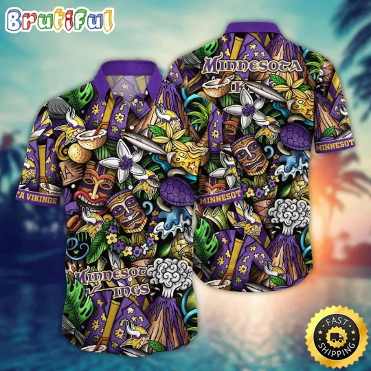 Discover football Minnesota  Hawaiian Shirt Flower Tiki Me Off Aloha Shirt
