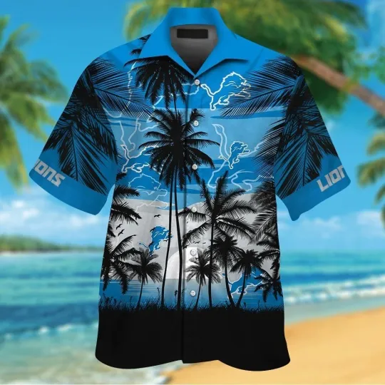Discover Detroit Football Short Sleeve Button Up Tropical Shirt Hawaiian Shirt