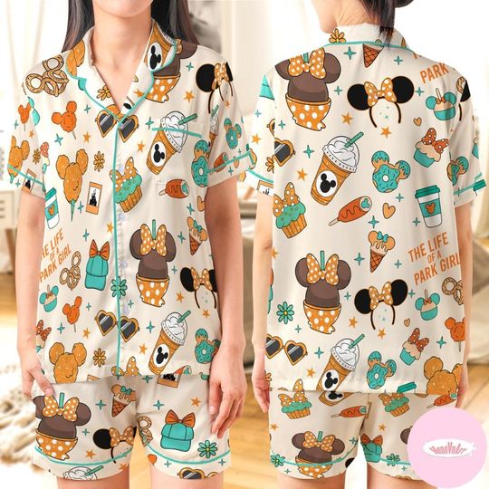 Discover Minnie Snack Drink The Life of a Park Girl Disney Pajamas Set, Disney Christmas Pajamas Kids Youth Adult, Disney Birthday Girl Pajamas Gifts