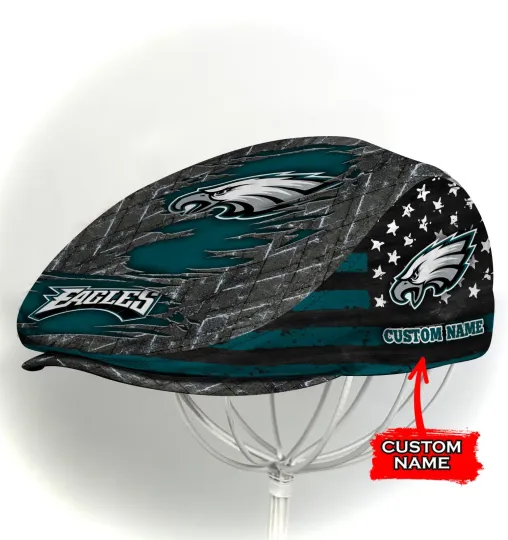 Discover Philadelphia Team Eagles Jeff Cap Newsboy Cap Flat Golf Driving Hat for Men