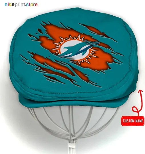 Discover Miami Team Dolphins Jeff Cap Newsboy Cap Flat Golf Driving Hat for Men