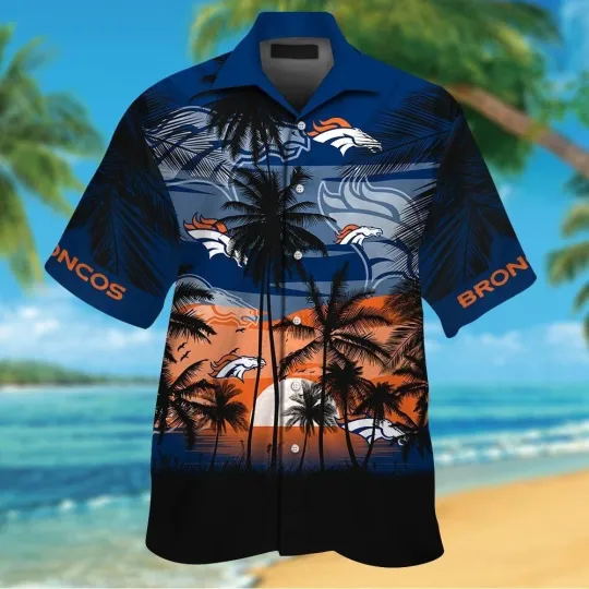 Discover Denver Football Short Sleeve Button Up Tropical Shirt Hawaiian Shirt
