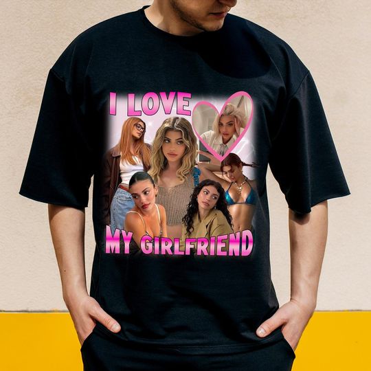 Discover Custom I Love My Girlfriend Shirt, Girlfriend Bootleg Shirt, Boyfriend Tee, Bachelorette Surprise, Personalized Birthday Bootleg Gift