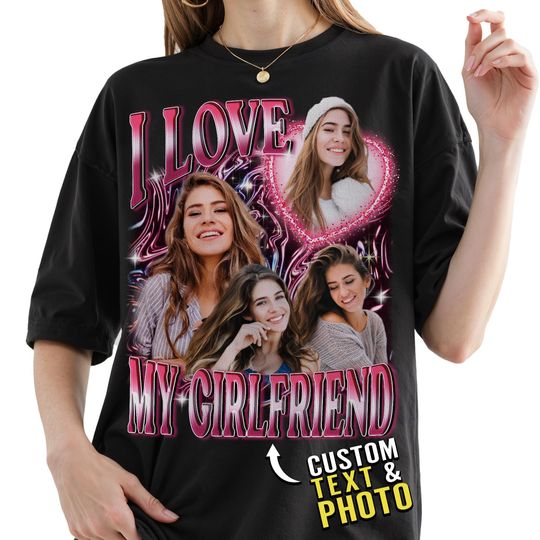 Discover Custom I Love My Girlfriend T-shirt for Women Men Girlfriend Boyfriend, Custom I Heart My Girlfriend Shirt for Birthday Christmas Valentine