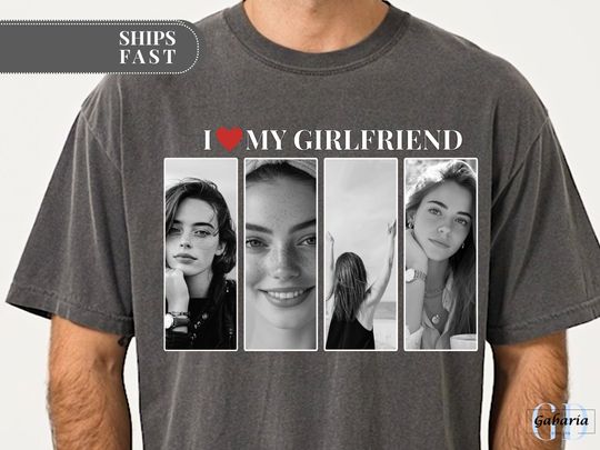 Discover Custom Vintage Boyfriend T-Shirt, I Love My Boyfriend Shirt, Comfort Colors Tee, Vintage Couples Valentines Day Shirt