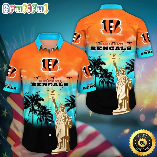 Discover football Cincinnati Hawaiian Shirt Statue Of Liberty Aloha Shirt
