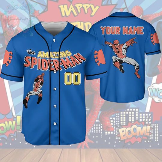 Discover Custom Spider-Man Marvel Avengers Baseball Jersey, Spiderman Baseball Jersey, Classic Superhero Shirt, Spiderman Birthday Jersey