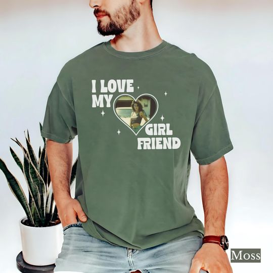 Discover I Love My Girlfriend Custom Retro UNISEX Shirt, Custom Picture, I Love My Girlfriend Personalized Photo Gift