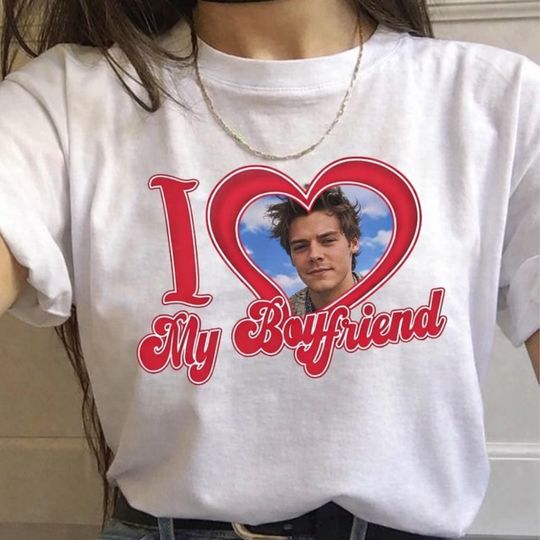 Discover Valentine Gift, I Love My Boyfriend Shirt, Custom Picture, I Love My Boyfriend Custom Photo Shirt