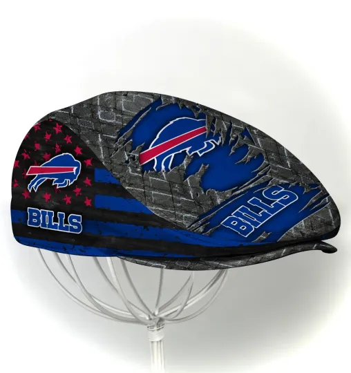 Discover Buffa*lo Team Bill*s Jeff Cap Newsboy Cap Flat Golf Driving Hat for Men