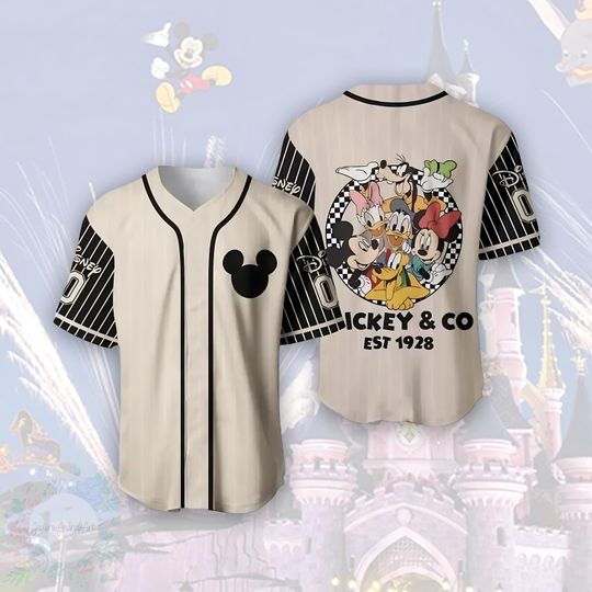 Discover Retro Mickey & Co 1928 Baseball Jersey, Disneyland Jersey, Disneyworld Shirt, Mickey And Friends Family Jersey, Mickey Kid Adult Jersey.