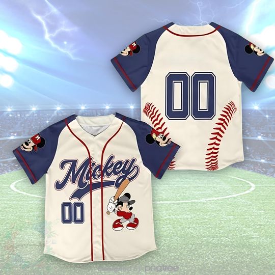 Discover Custom Disney Vintage Mickey Mouse Baseball Jersey, Custom Kid Youth Adult Baseball Jersey, Custom Mickey Birthday Gift Jersey.