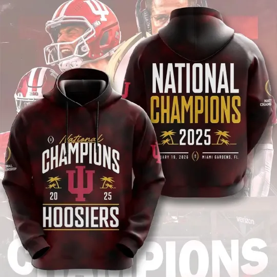 Discover Indiana Hoosier Football 2025 National Champions 3D Hoodie Unisex Style3