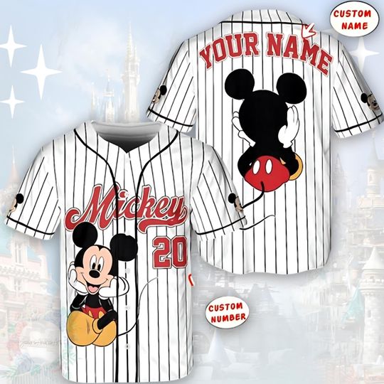 Discover Custom Disney Mickey Mouse Collection Baseball Jersey, Disney Mickey Mouse Jersey, Disneyland Baseball Team Matching Outfit.