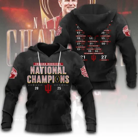 Discover Hoosiers Football 2025 National Champions 3D Apparel  20445