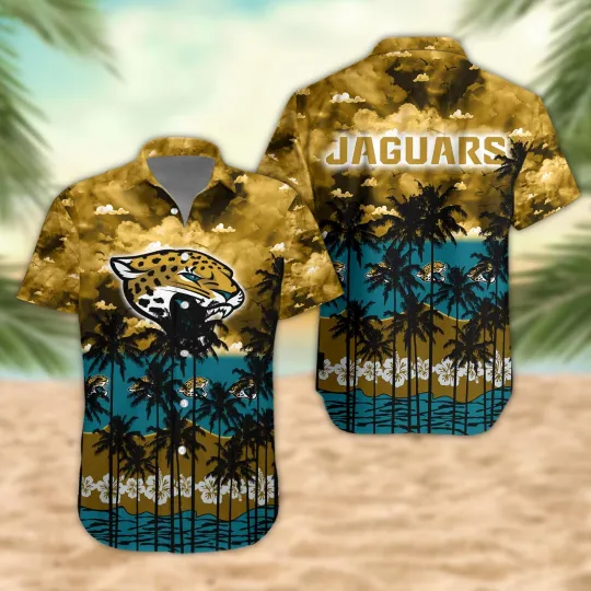 Discover football Jacksonville Palm Trees Sunset Hawaiian Shirt