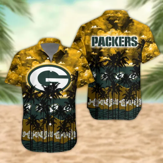 Discover football Green Bay Palm Trees Sunset Hawaiian Shirt