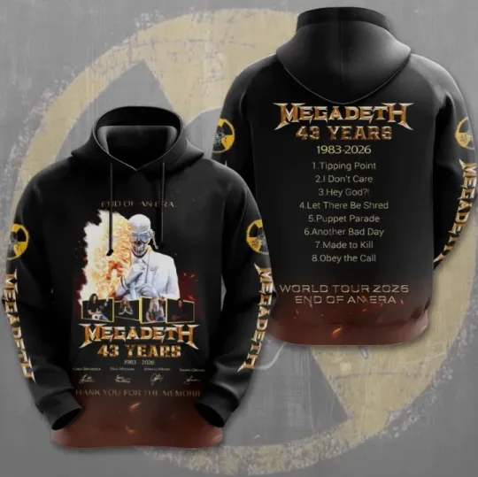 Megadeth 43 Years 1983-2026 3D Hoodie Gift For Valentine