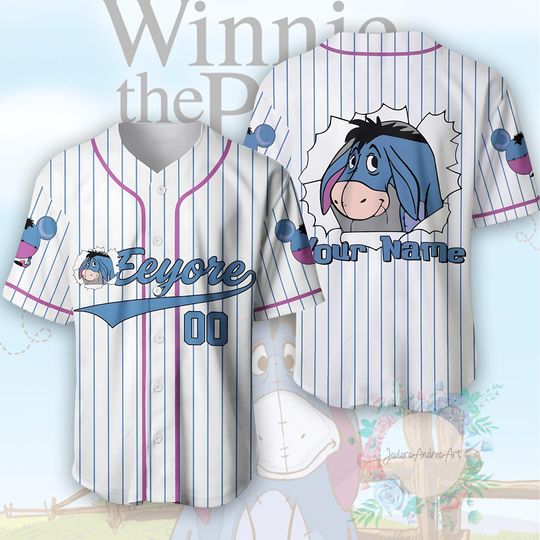 Discover Disney Winnie The Pooh Eeyore Jersey, Eeyore Jersey, Eeyore Custom Shirt, Eeyore Birthday Kid Adult Baseball Jersey.