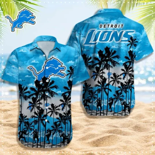 Discover Detroit Football Island Palms Hawaiian Shirt