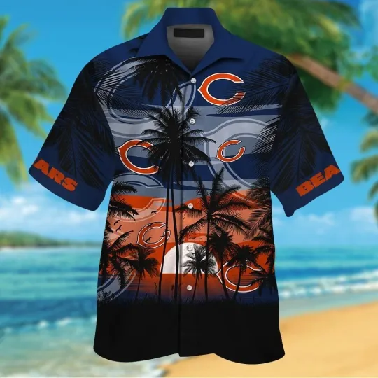 Discover Chicago Football Short Sleeve Button Up Tropical Shirt Hawaiian Shirt