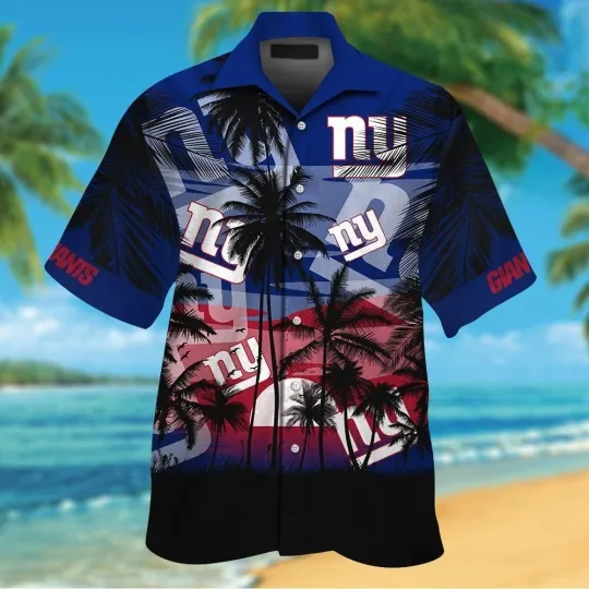 Discover New York Football Short Sleeve Button Up Tropical Shirt Hawaiian Shirt