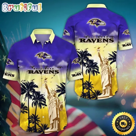 football Baltimore Hawaiian Shirt Statue Of Liberty Aloha Shirt