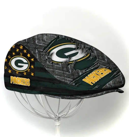 Discover Green*Bay Team Packer*s  Jeff Cap Newsboy Cap Flat Golf Driving Hat for Men