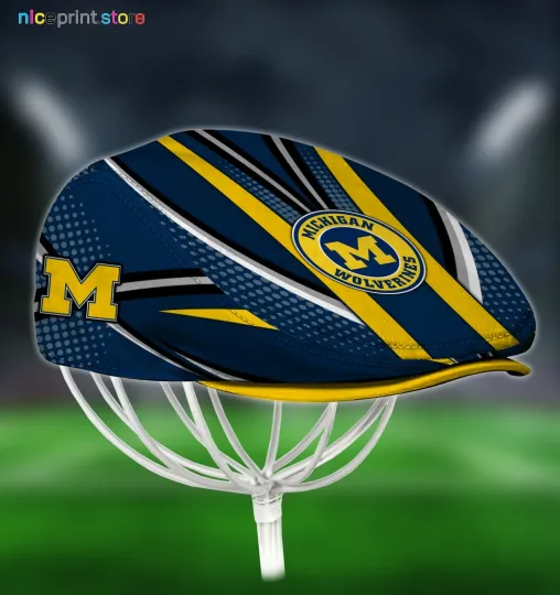 Discover Michigan Team Wolverine*s Jeff Cap Newsboy Cap Flat Golf Driving Hat for Men