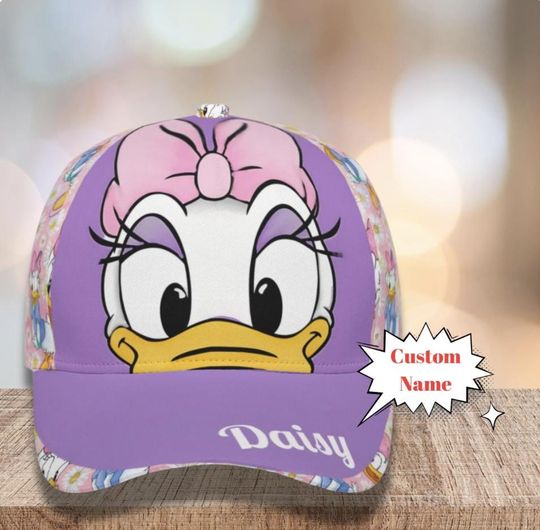 Discover Custom Daisy Duck Ears Baseball Cap, Disney Trucker Hat, Disneyland Vacation Hat