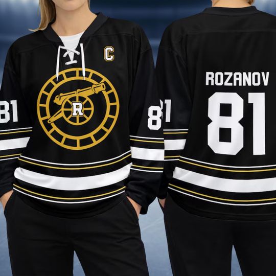 Discover Custom Hockey Jersey with Lace Up Neck, Personalized Name and Number Ice Hockey Shirt, Vintage Sports Apparel for Men Women, Rozanov