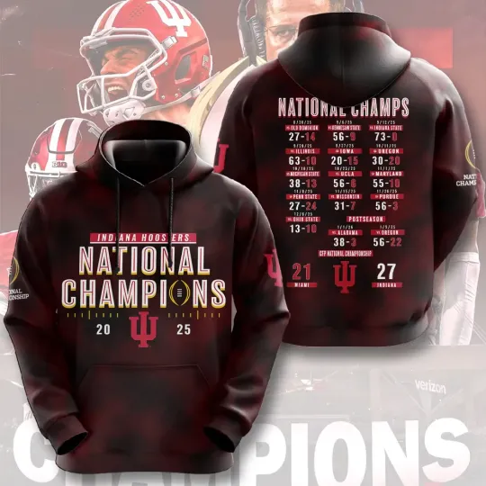 Discover Hoosiers Football 2025 National Champions 3D Hoodie