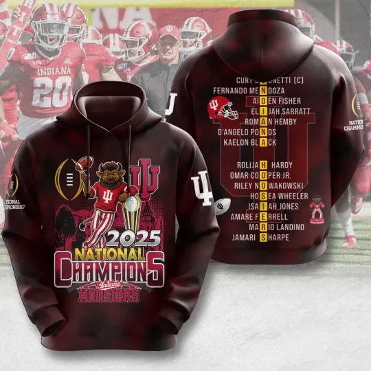 Discover Hoosiers Football 2025 National Champions 3D Hoodie