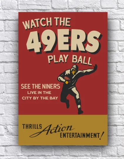 Discover San Francisco 49ers Vintage Style Football Poster - Premium Matte Vertical Cardstock