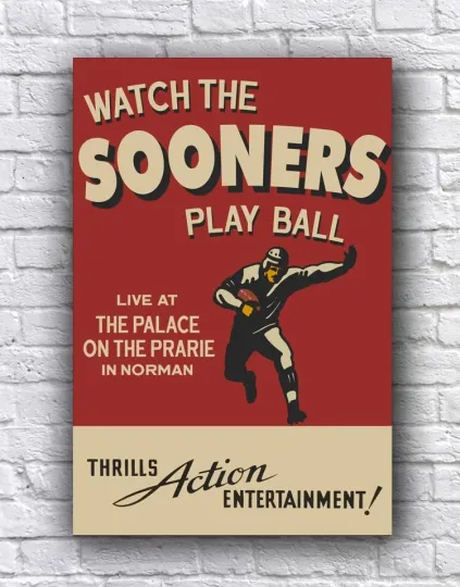 Oklahoma Sooners Palace on the Prairie Football Vintage Poster