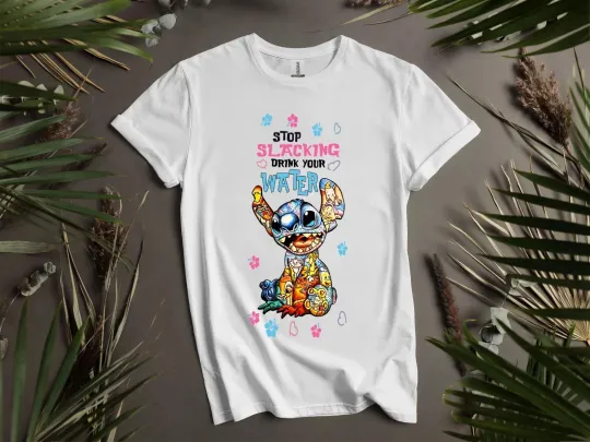 Discover Disney Stitch Stop Slacking Drink Water Cute T-Shirt, Gift For Friends