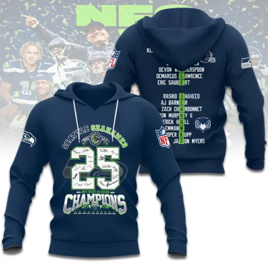 Seahawks 2025  West Champions 3D Hoodie