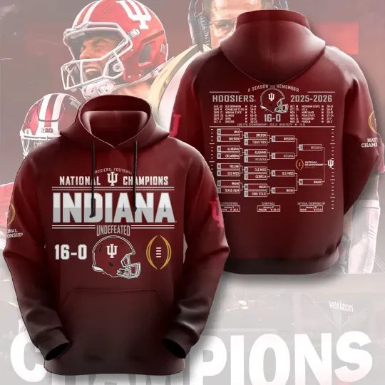 Discover Indiana  Football 2025 National Champions 3D Hoodie