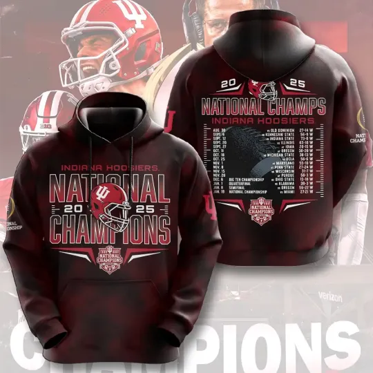 Discover Hoosiers Football 2025 National Champions 3D Hoodie