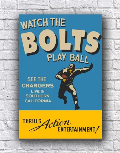 Discover Los Angeles San Diego Chargers Football Vintage Style Cardstock Poster